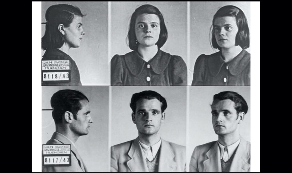 Hans és Sophie Scholl letartóztatásuk után.