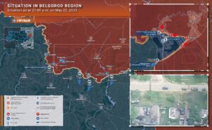 A belgorodi helyzet az oroszpárti katonai bloggerek szerint. Térkép forrása: Rybar.