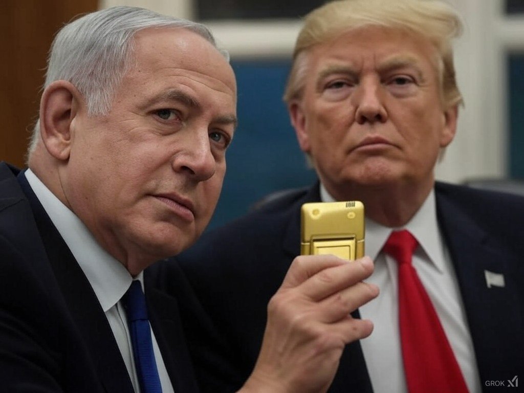 Benjamin Netanjahu arany csipogót ajándékozott Donald Trumpnak