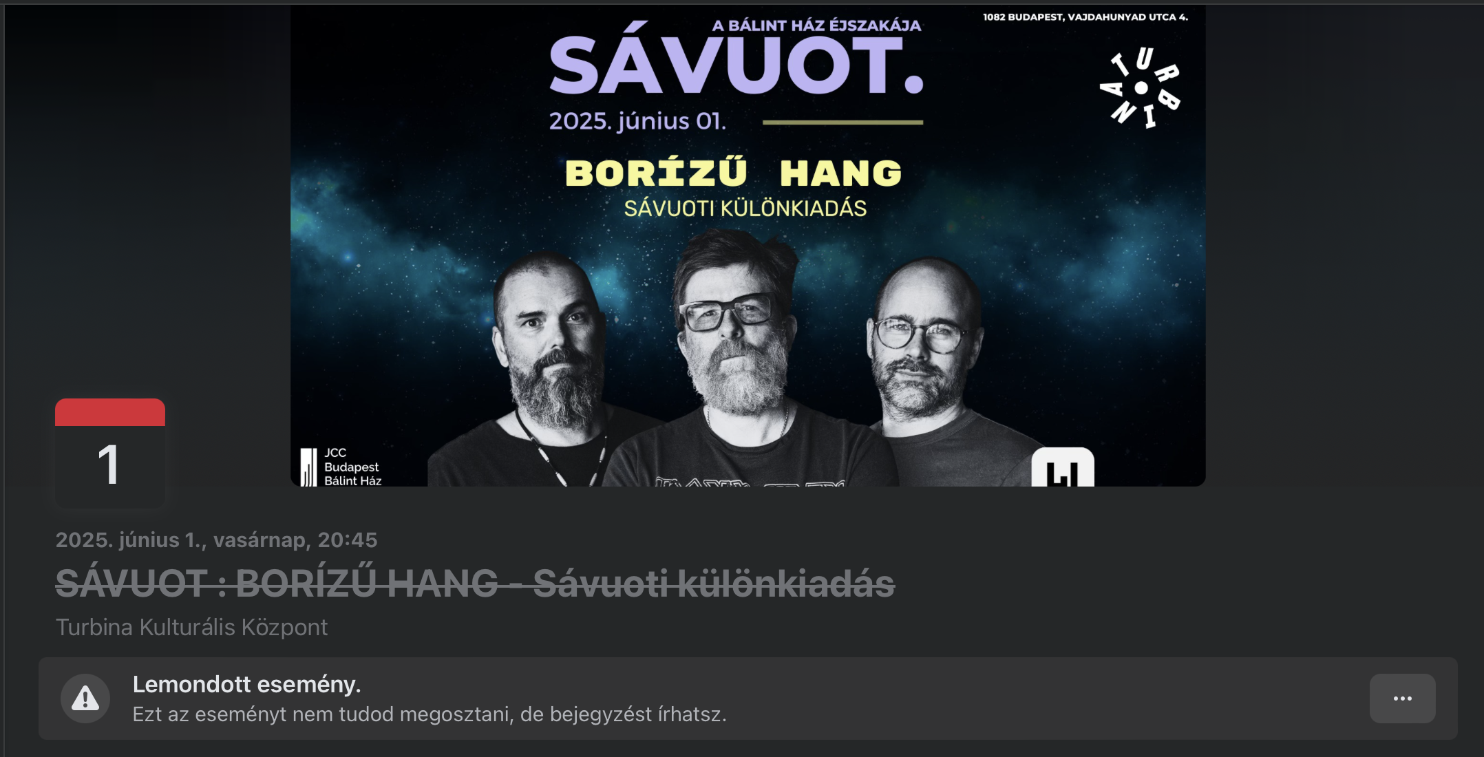 A Bálint Ház lemondta Bede Mártonék sávuoti eseményét!