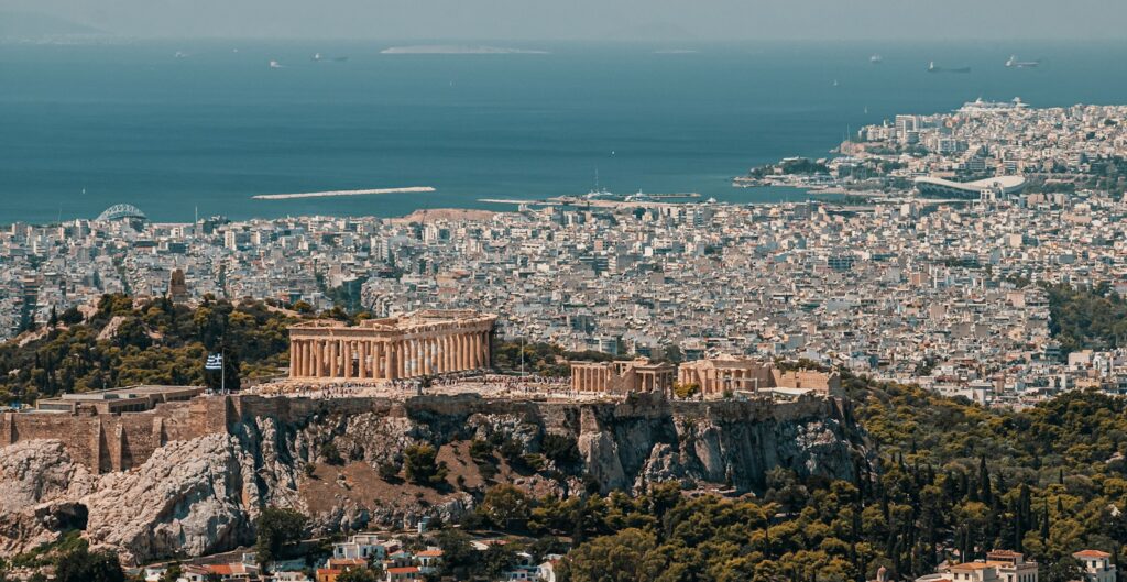 a view of a city from a high point of view