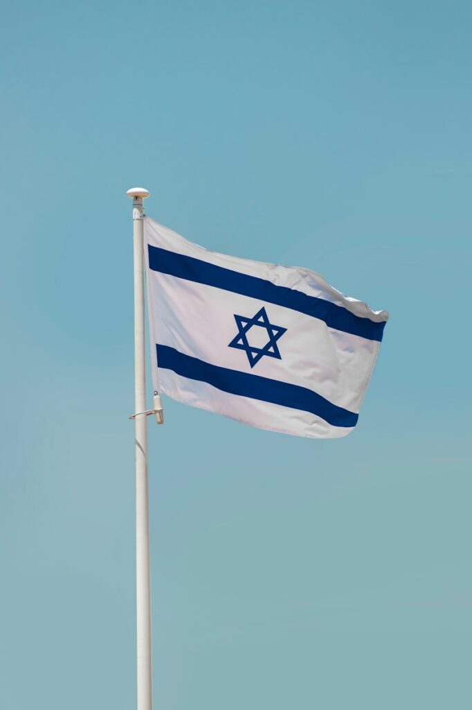 a blue and white flag israel