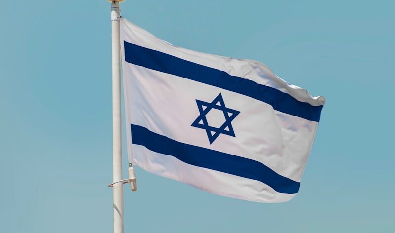 a blue and white flag israel