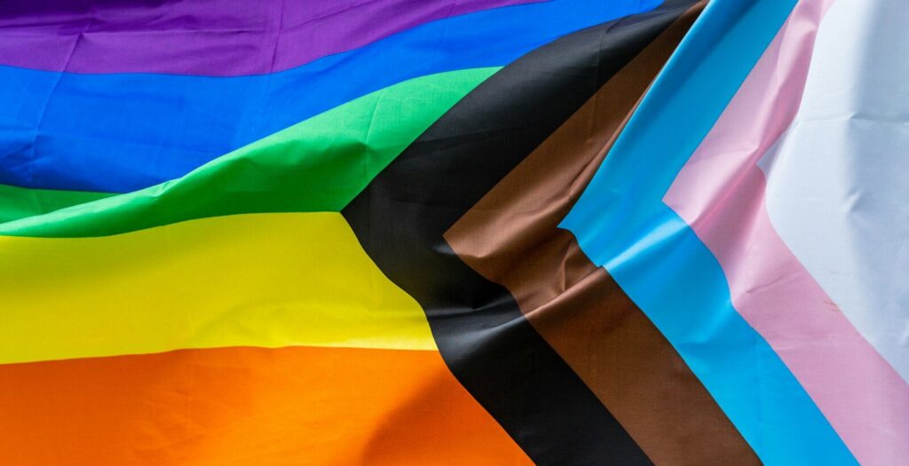 a close-up of some flags