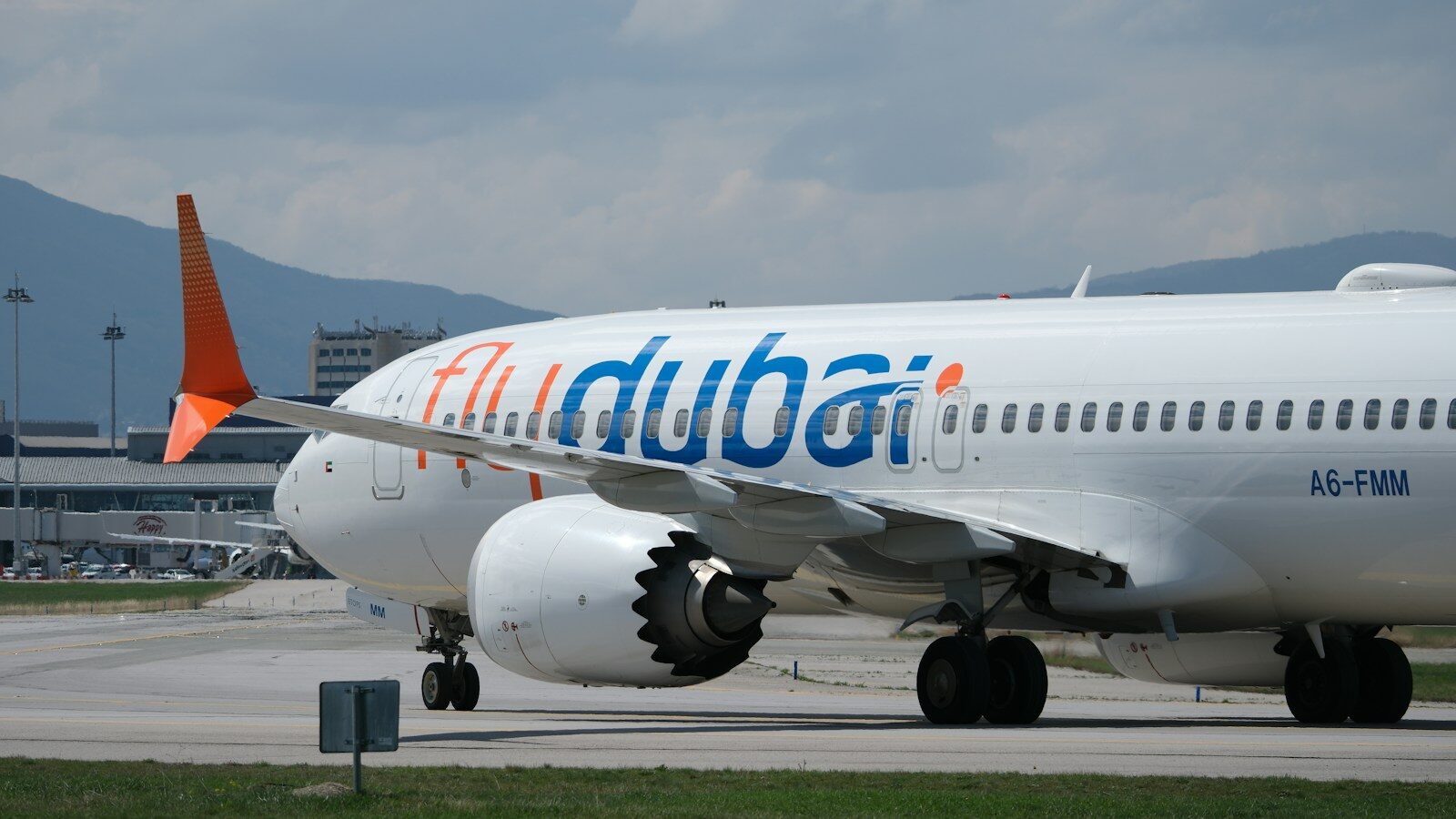 A flydubai airplane is ready for takeoff